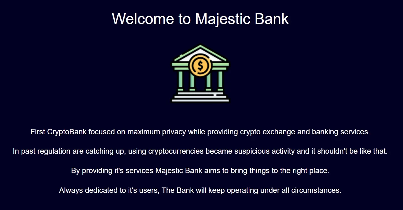 Majestic Bank – Anonymous exchange